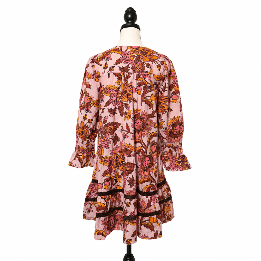 Tuckernuck Mini Dress Womens Small Pink Paisley Floral Print Sunset Chintz NWT - Picture 4 of 13